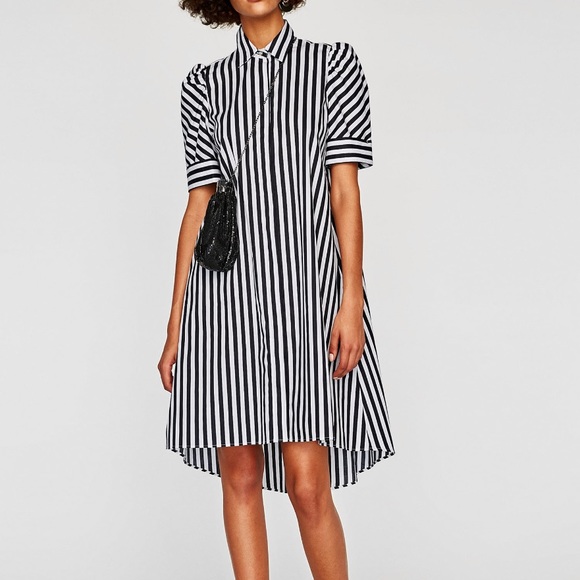 black and white striped tunic dress
